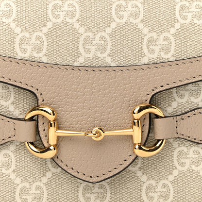 Gucci GG Supreme Monogram Textured Dollar Calfskin Mini Horsebit 1955 Shoulder Bag Beige Mystic White Oatmeal 8 of 11
