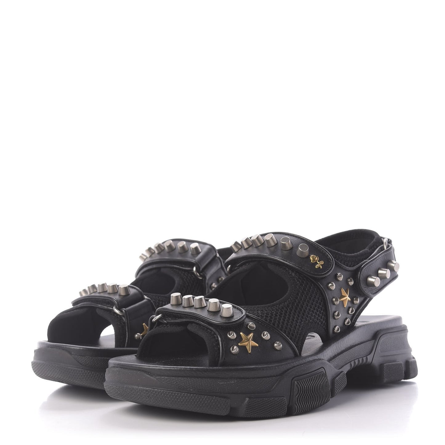 Nappa Mesh Studded Mens Aguru Sandals 7 Black