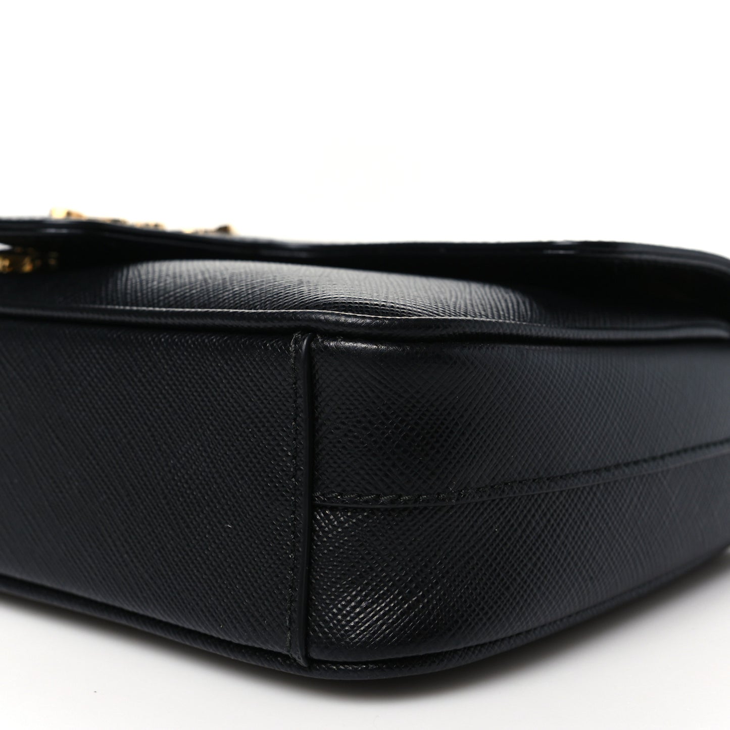 Saffiano Flap Shoulder Bag Black