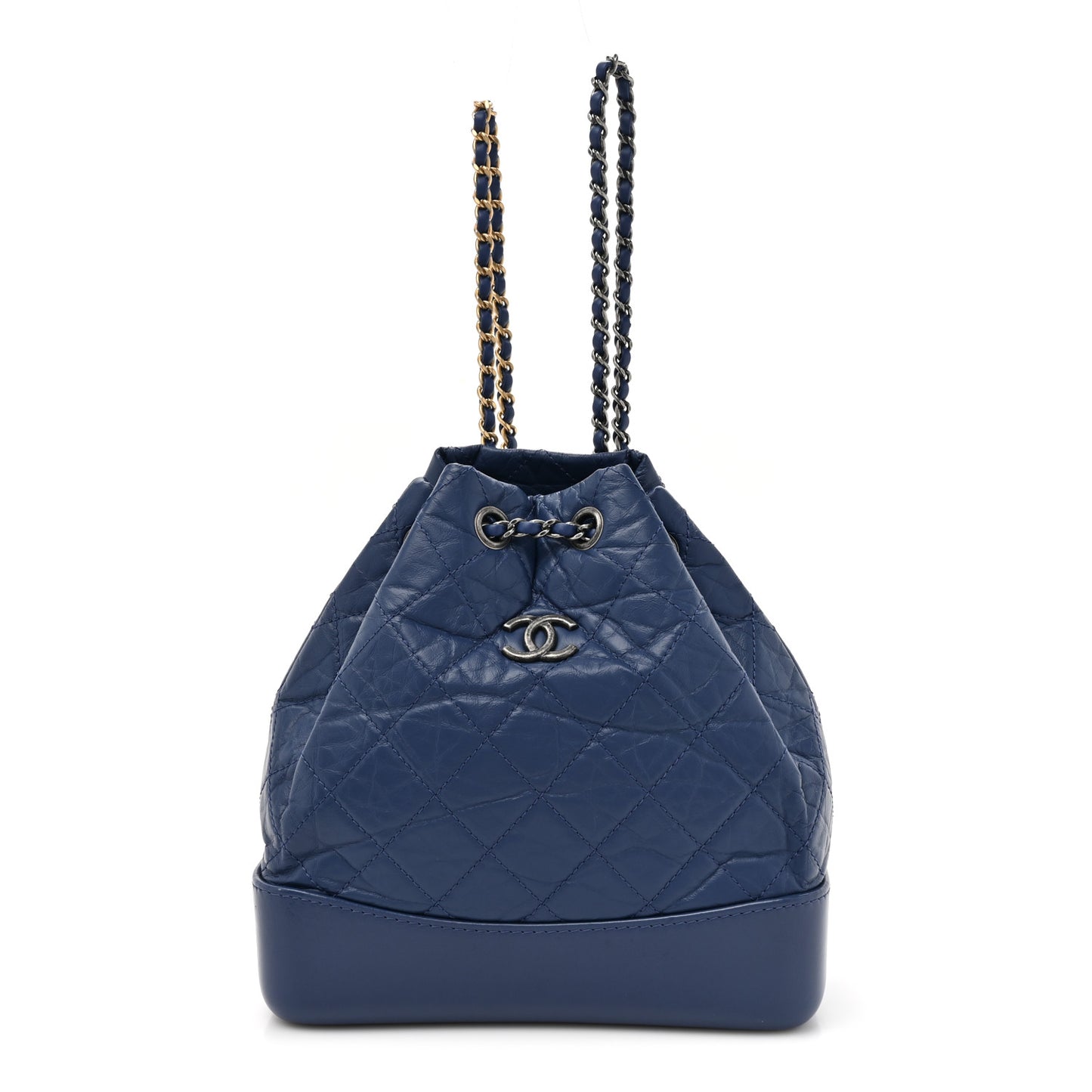 Aged Calfskin Quilted Small Gabrielle Backpack Navy