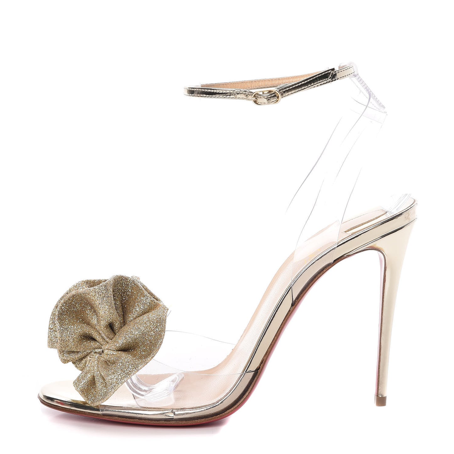 Metallic Calfskin Glitter Tonic PVC Fossiliza 100 Sandals 39.5 Version Light Gold