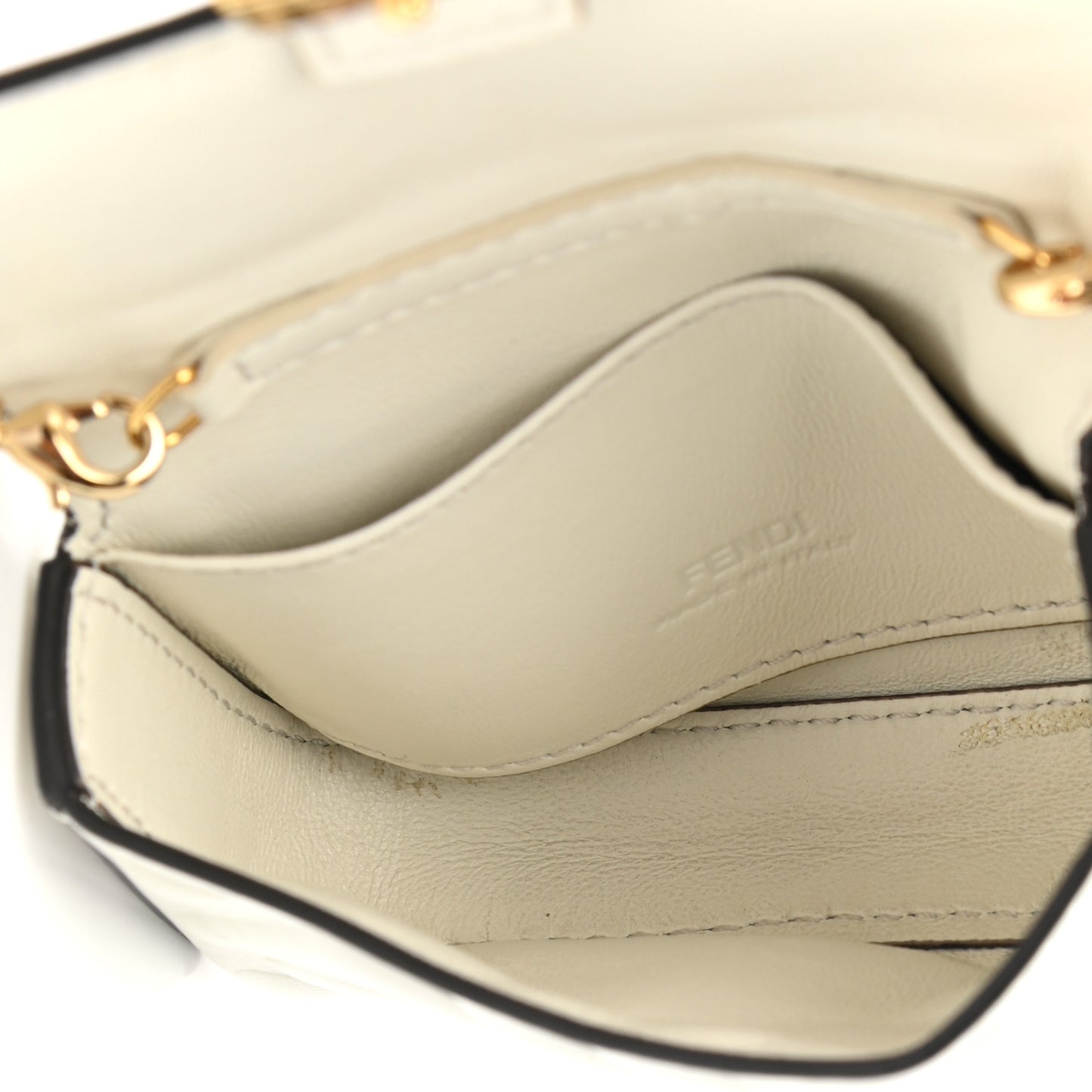 Nappa Matisse FF Embossed Nano Baguette Charm White