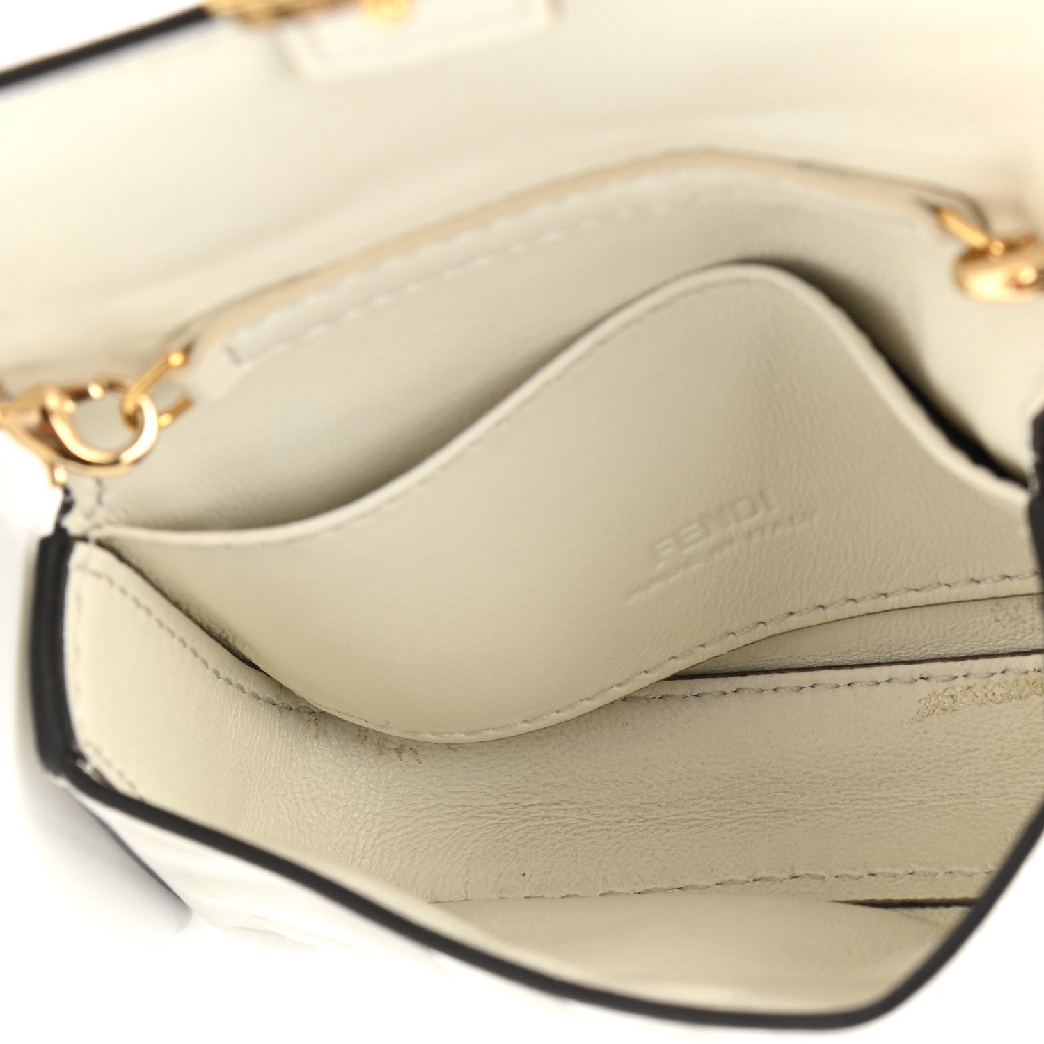 Fendi Nappa Matisse FF Embossed Nano Baguette Charm White 5 of 7