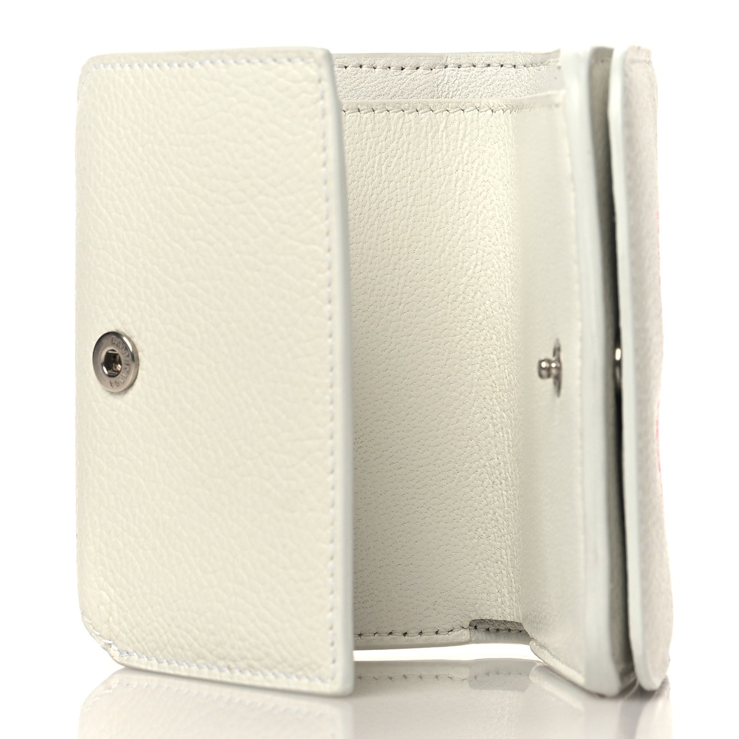 Calfskin Logo Everyday Mini Wallet White