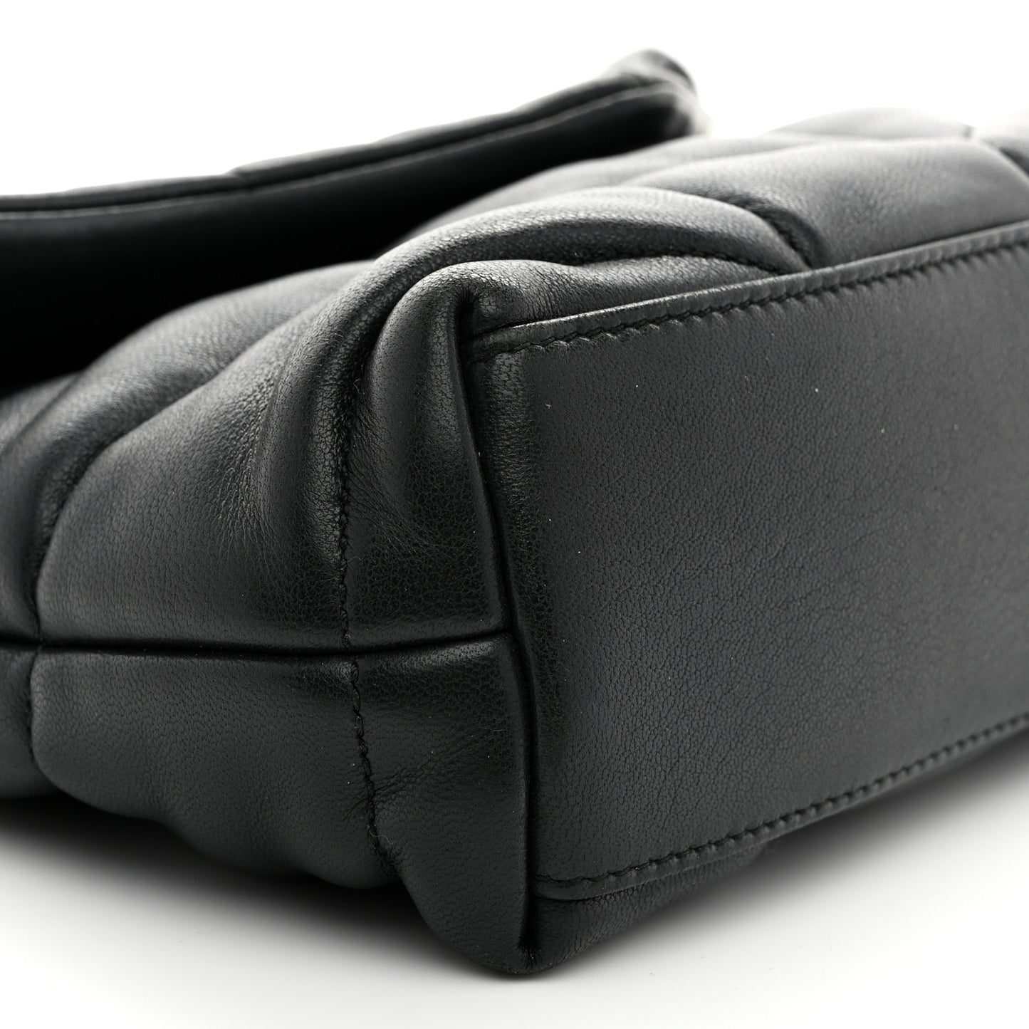 Lambskin Quilted Toy Loulou Puffer Monogram Chain Satchel Black