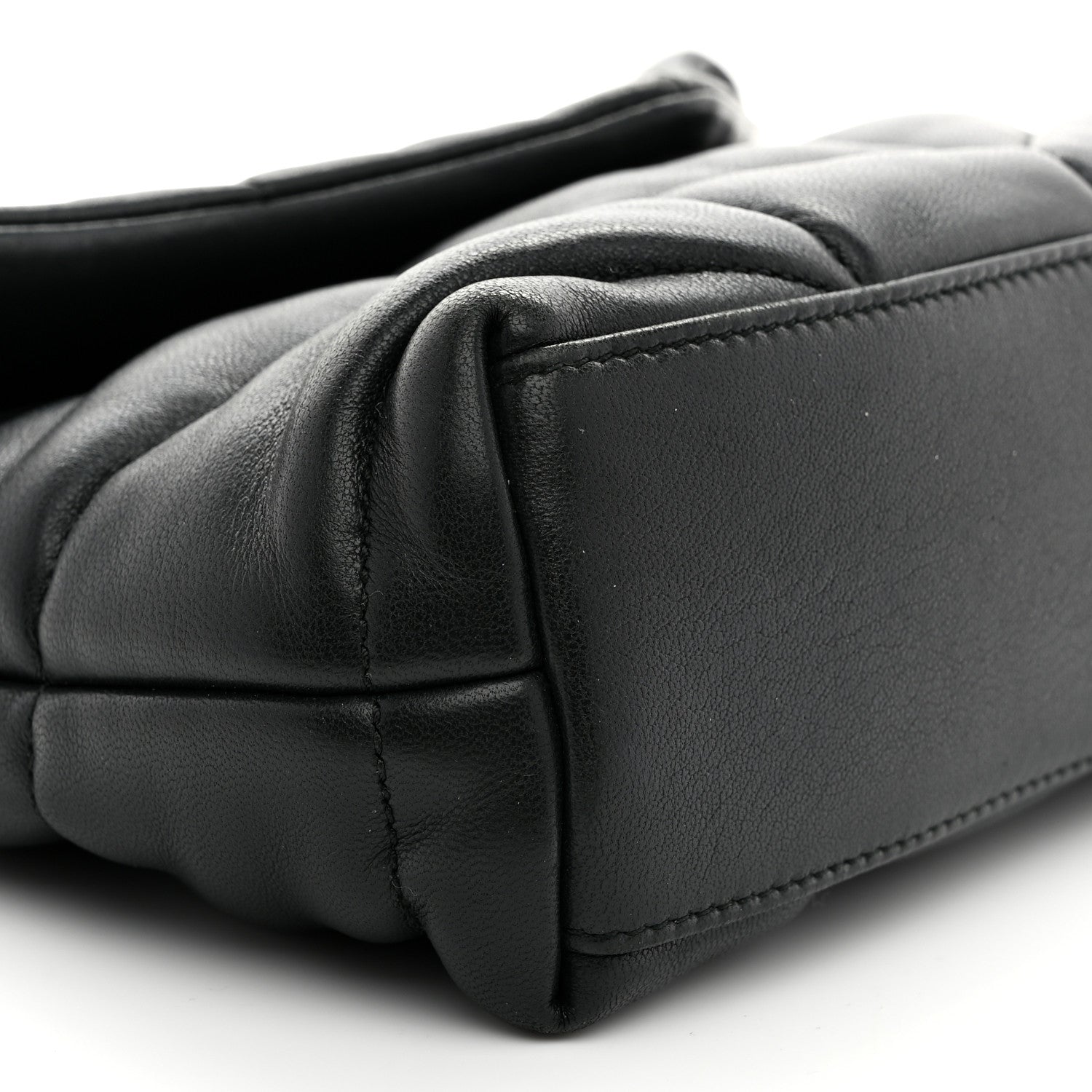 Saint Laurent Lambskin Quilted Toy Loulou Puffer Monogram Chain Satchel Black 10 of 11