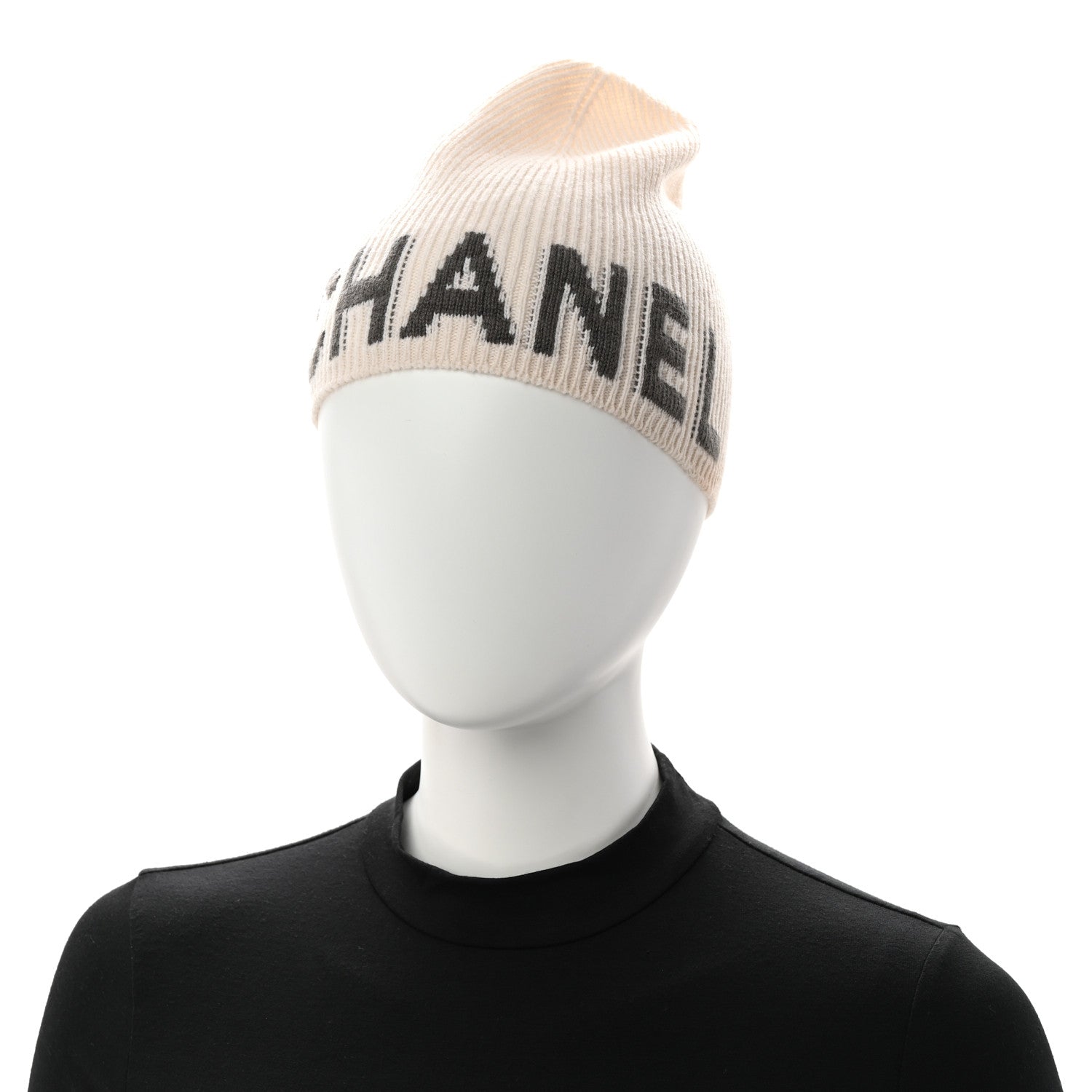 Chanel Cashmere Logo Beanie Hat White Grey 1844880 – FASHIONPHILE