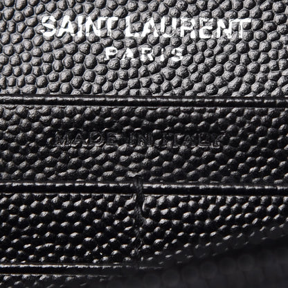 Saint Laurent Grain De Poudre Matelasse Chevron Monogram Chain Wallet Black 7 of 8