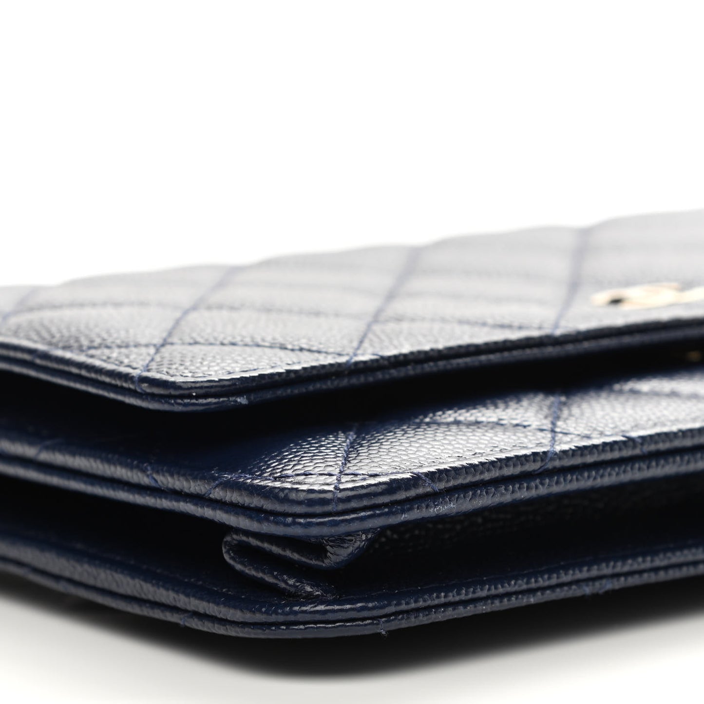 Caviar Quilted Wallet On Chain WOC Navy Blue