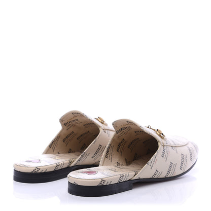 Gucci Calfskin Stamp Print Womens Princetown Slippers 39 Soy Black 4 of 9
