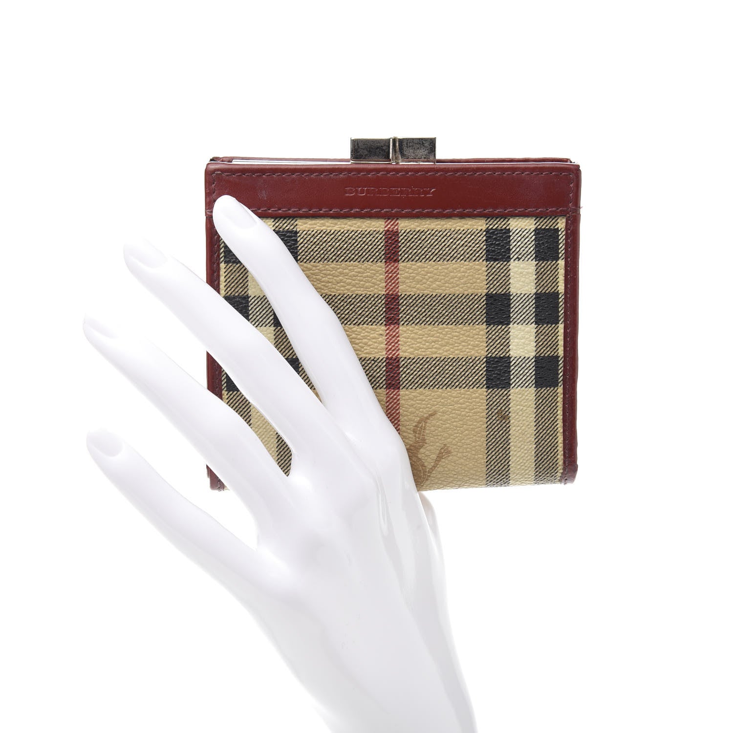 Burberry Haymarket Check French Wallet Military Red 2 of 10