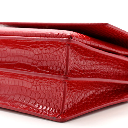 Saint Laurent Calfskin Crocodile Embossed Medium Monogram Sunset Rouge Eros 9 of 11