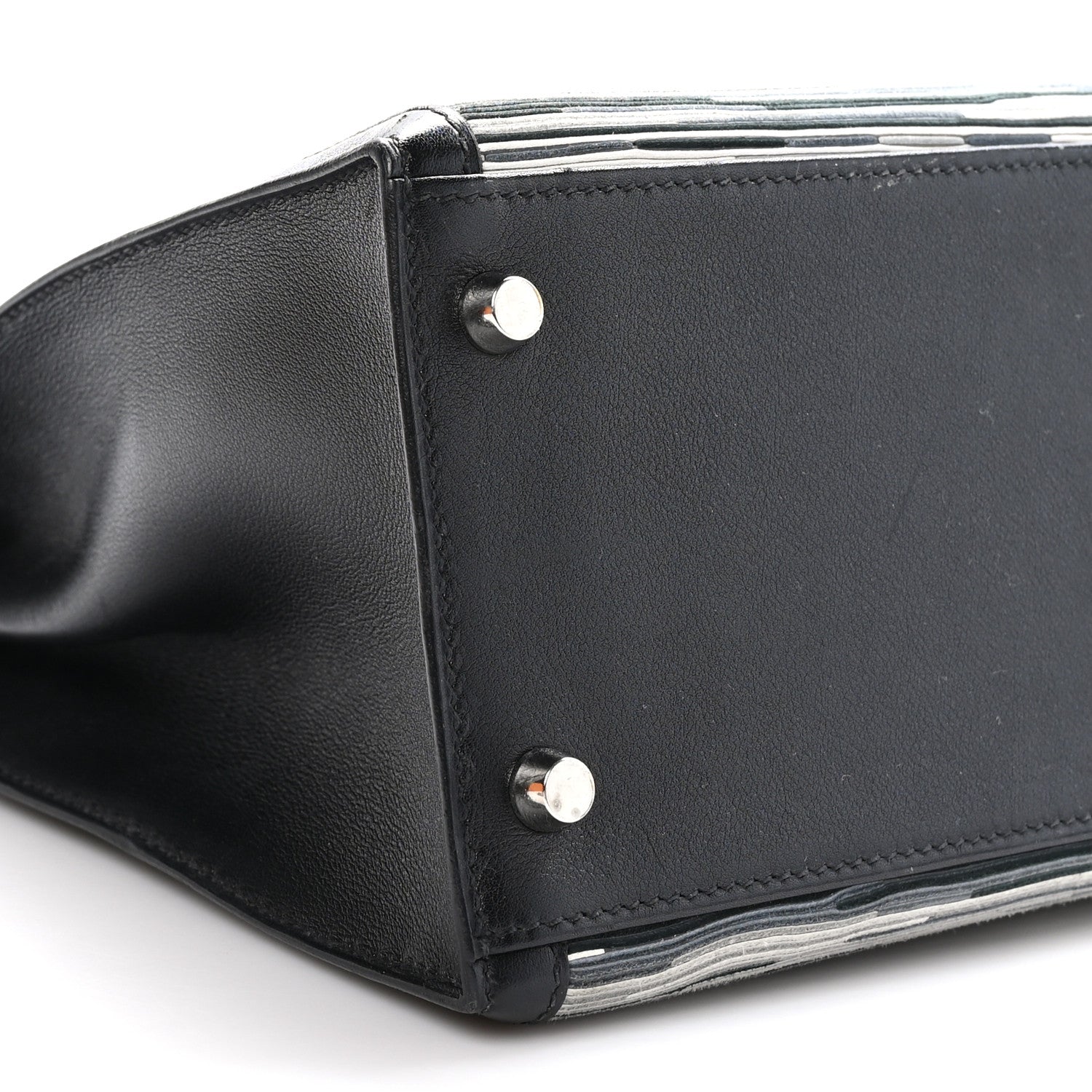 Hermes Box Toile Vibrato Kelly Sellier 28 Black Gris 9 of 10