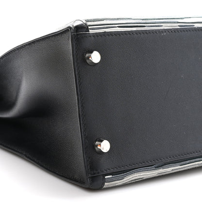 Hermes Box Toile Vibrato Kelly Sellier 28 Black Gris 9 of 10