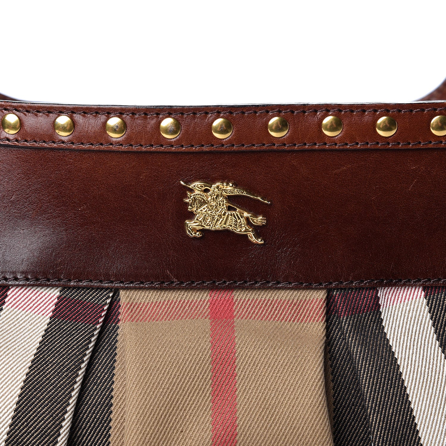 Burberry House Check Studded Large Greenham Tote Dark Tan 40 of 47