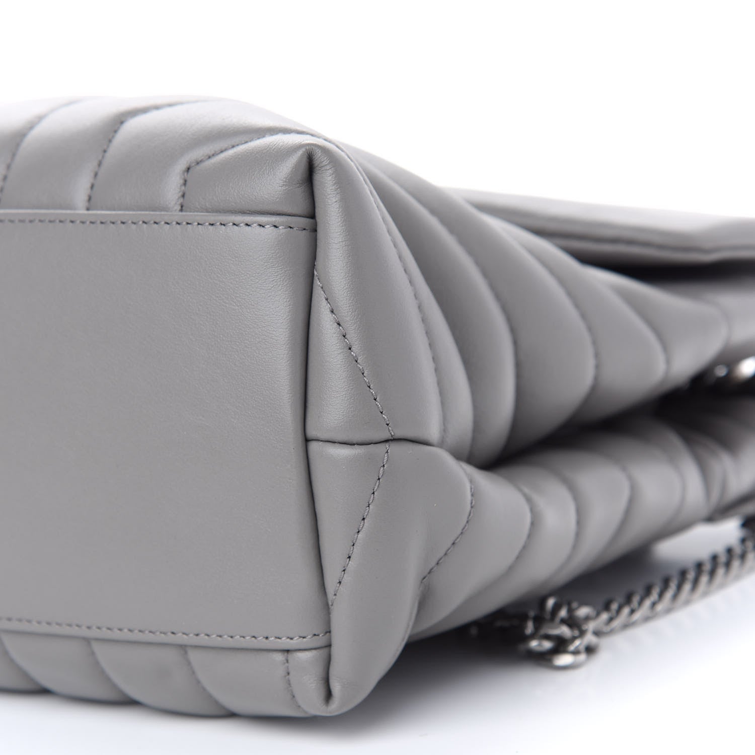 Saint Laurent Calfskin Y Quilted Monogram Medium Loulou Chain Satchel Light Gray 9 of 9