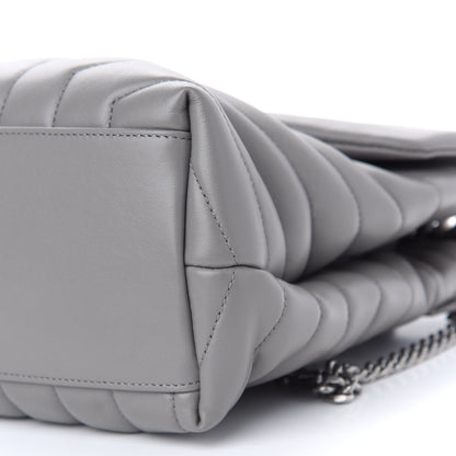 Saint Laurent Calfskin Y Quilted Monogram Medium Loulou Chain Satchel Light Gray 9 of 9