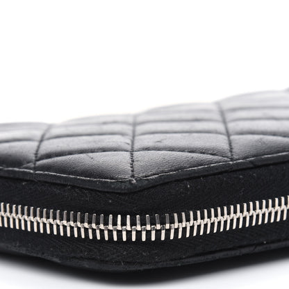 Chanel Lambskin Quilted Large Zip Around Organizer Wallet Black 5 of 10
