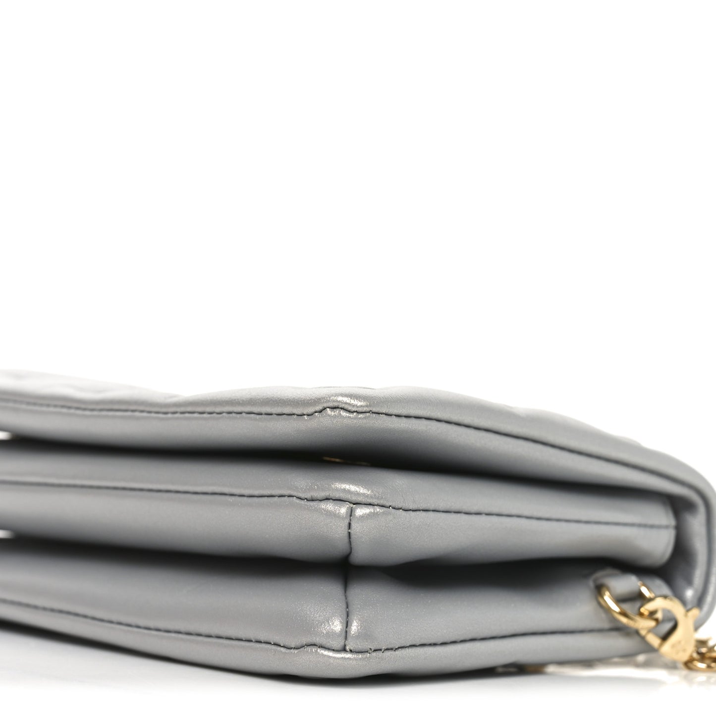Metallic Lambskin Embossed Monogram Pochette Coussin Silver