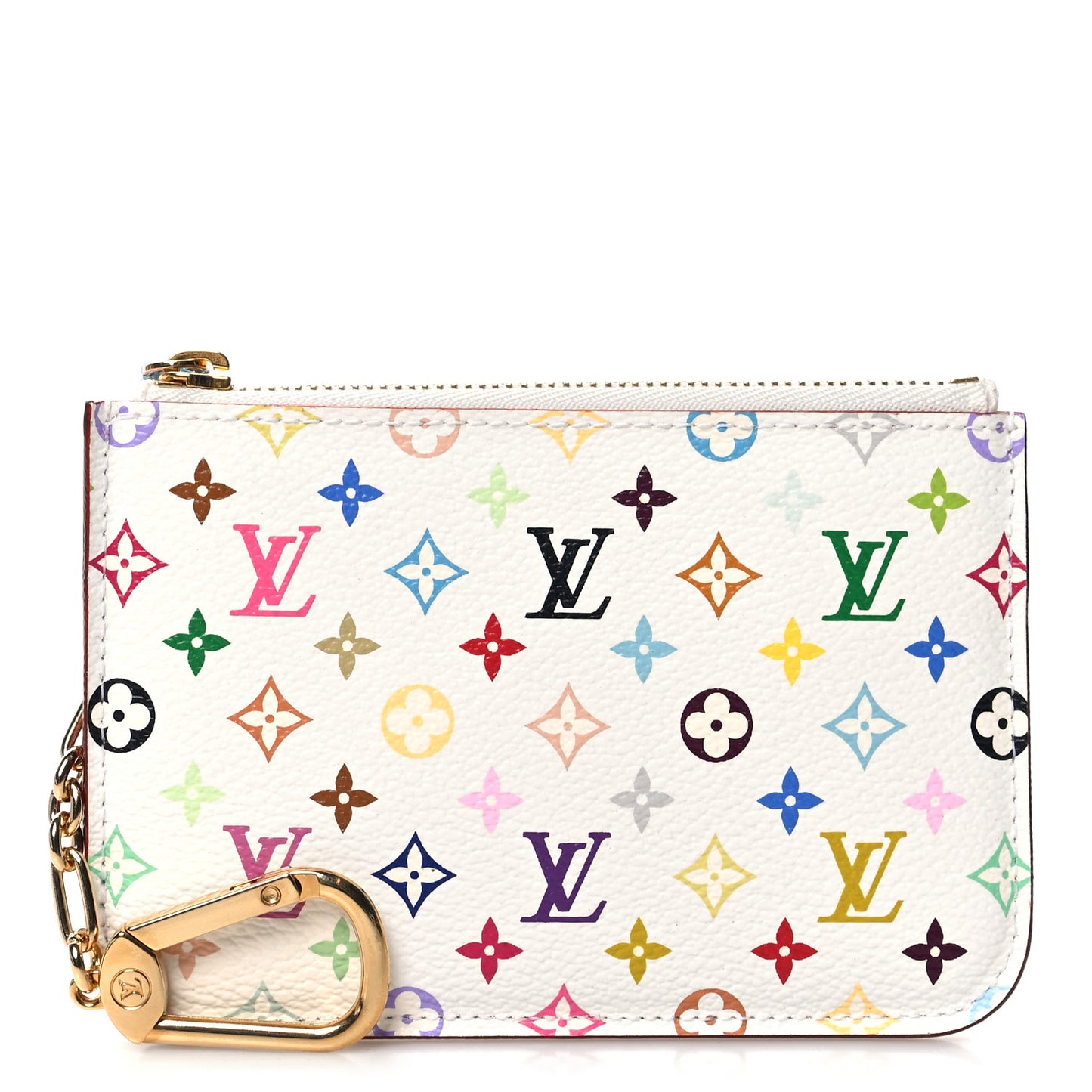 LV X TM Monogram Multicolor Key Pouch White