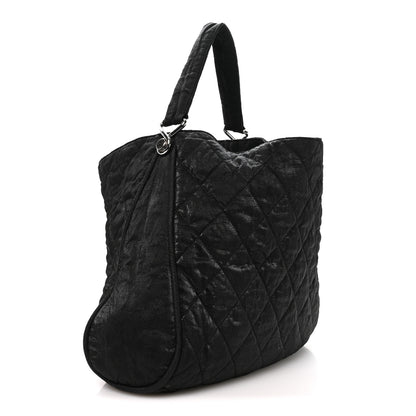 Chanel Crinkled Coated Canvas Le Marais Hobo Black 2 of 9