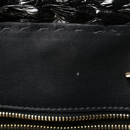 Dolce & Gabbana Vernice Vitello Raffia Woven Coffa Tote Black 9 of 11