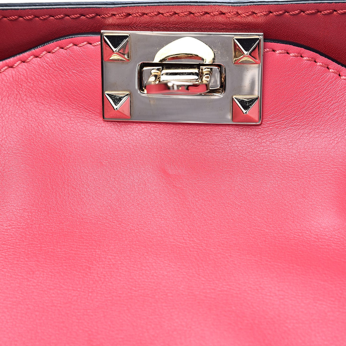 Vitello Colorblock Medium Rockstud Tote Deep Rose Clover Grey Scarlet