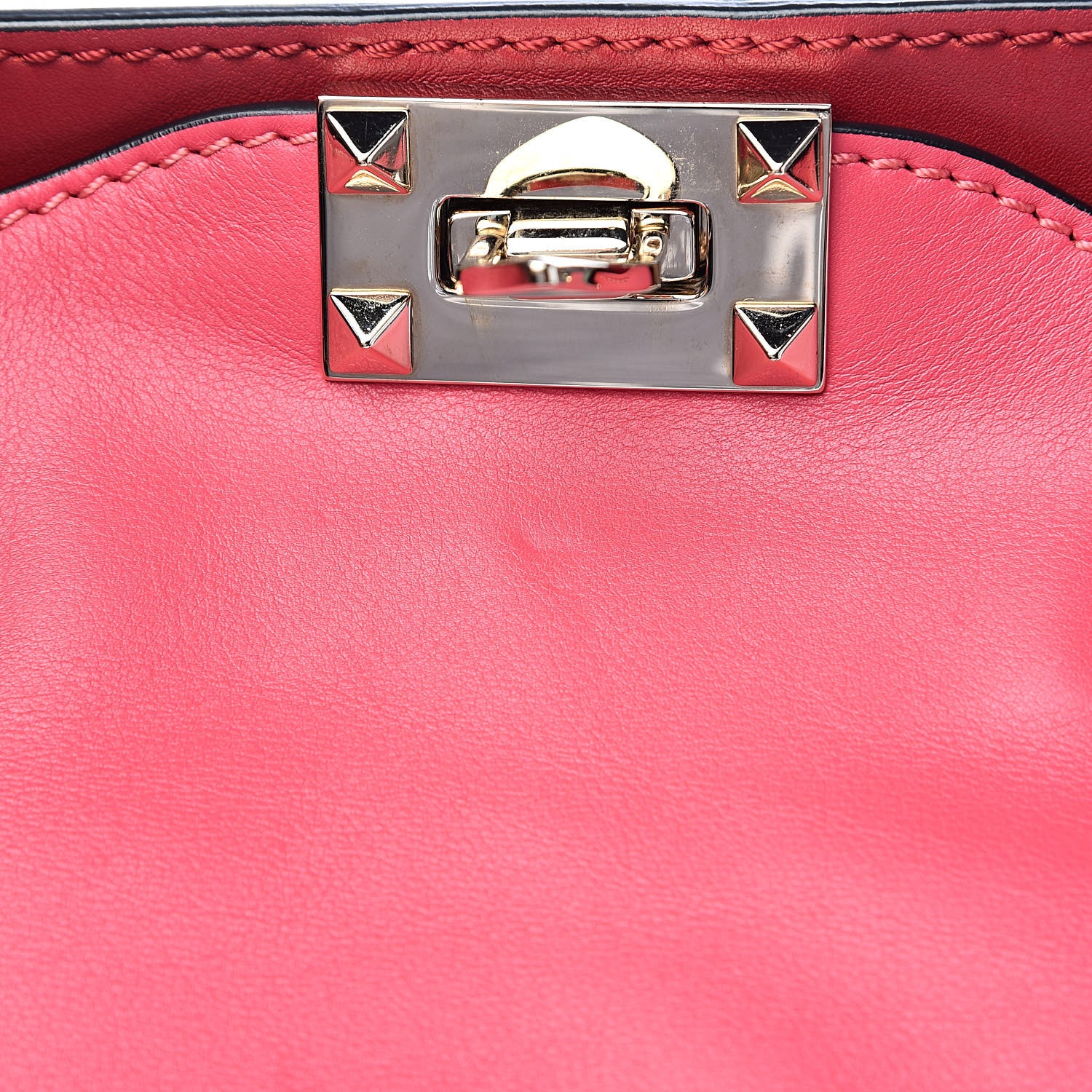 Valentino Garavani Vitello Colorblock Medium Rockstud Tote Deep Rose Clover Grey Scarlet 9 of 14