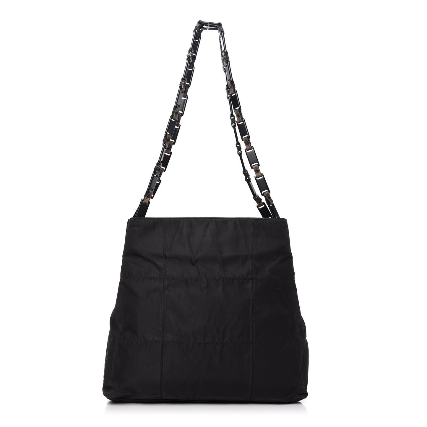 Tessuto Nylon Chain Shoulder Bag Black