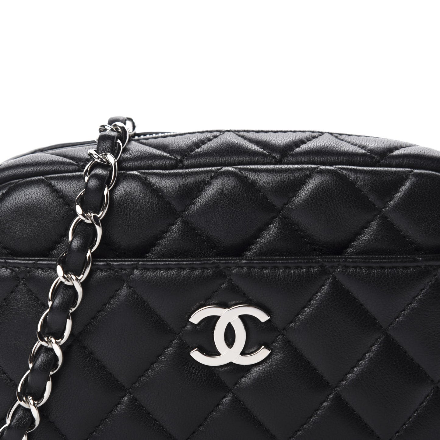 Lambskin Quilted Small Timeless Camera Case Black