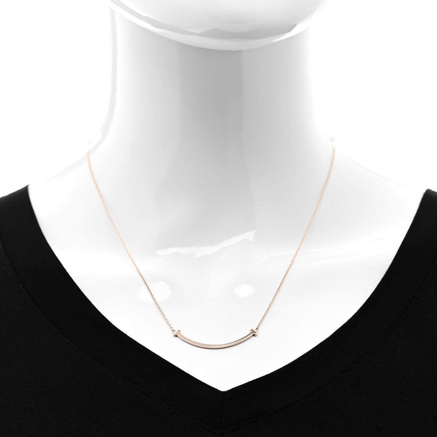 18K Rose Gold Small T Smile Pendant Necklace