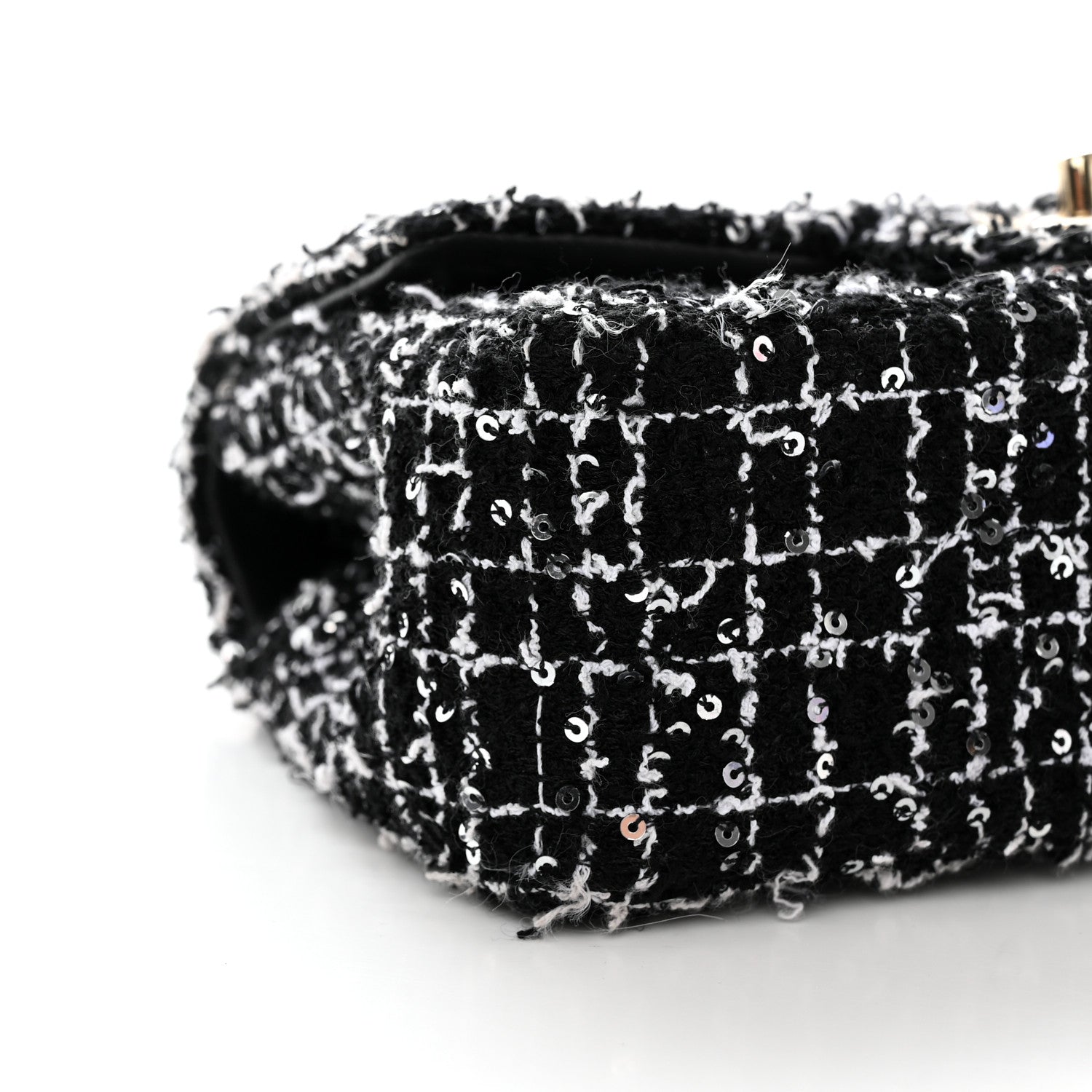 Chanel Tweed Quilted Mini Top Handle Rectangular Flap Black White 9 of 12