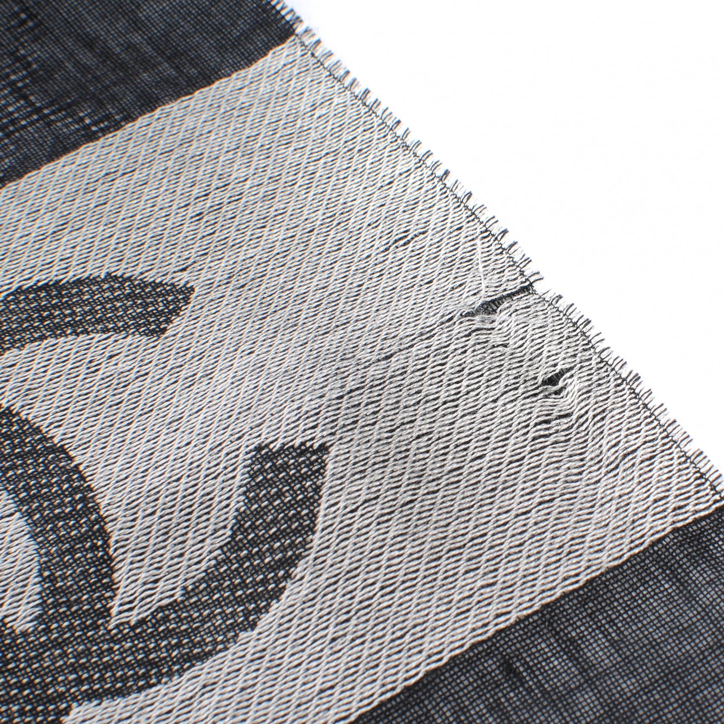 Wool Cashmere Silk CC Scarf Shawl Black White