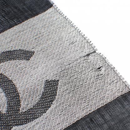 Chanel Wool Cashmere Silk CC Scarf Shawl Black White 6 of 8