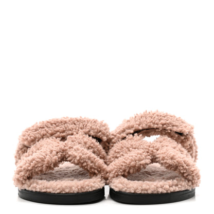 Hermes Woolskin Womens Chypre Sandals 37 Bois De Santal 2 of 8