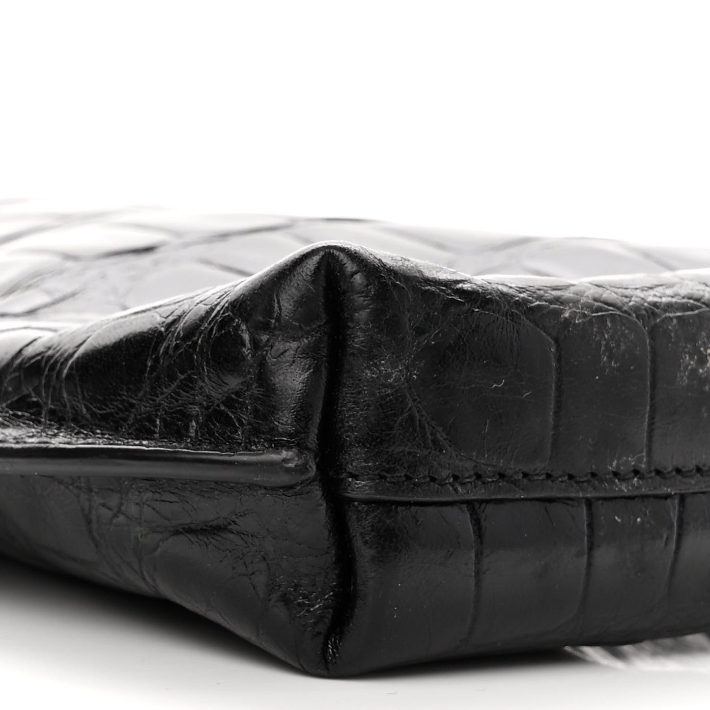 Crocodile Embossed Mini Suzanne Hobo Black