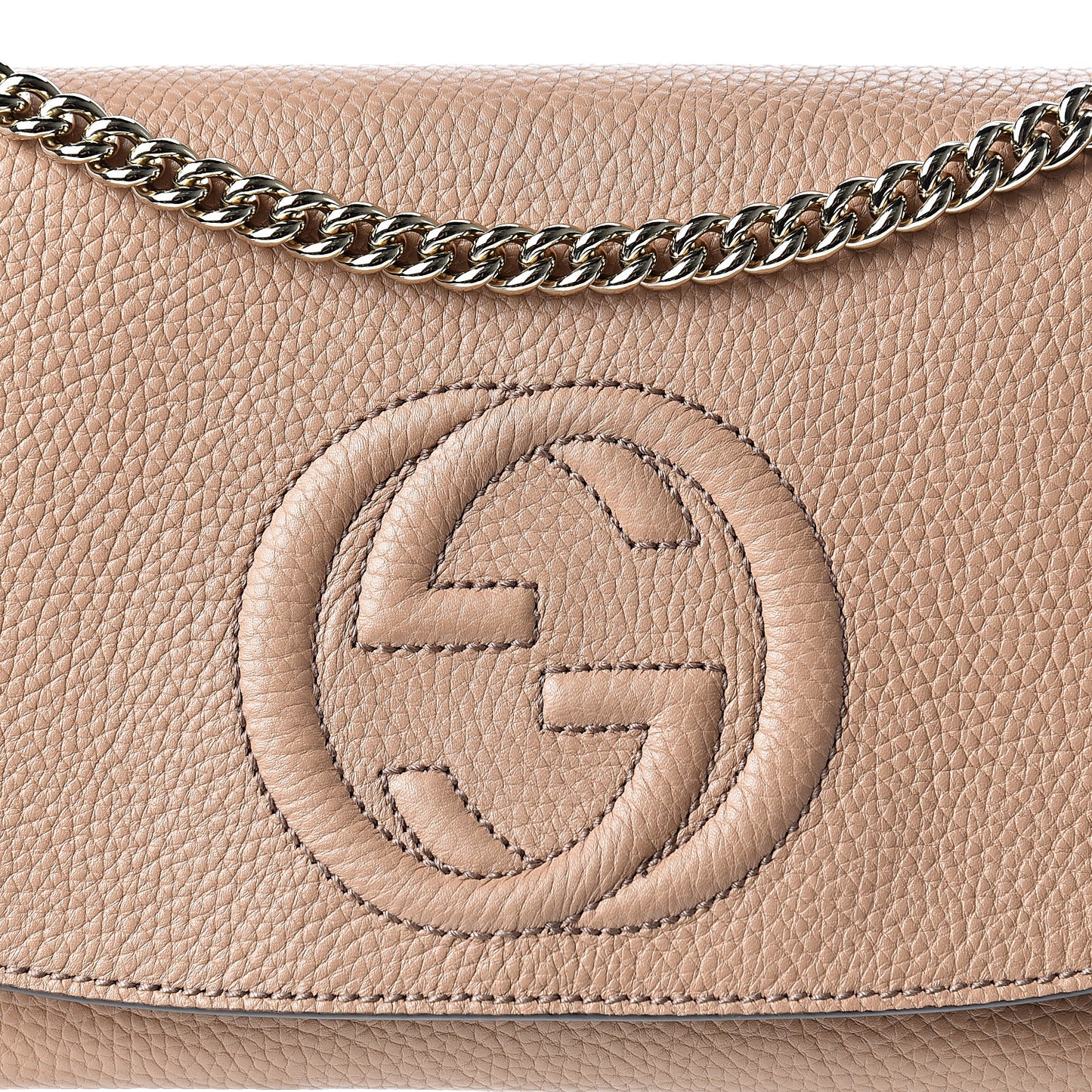Pebbled Calfskin Medium Soho Flap Crossbody Camelia