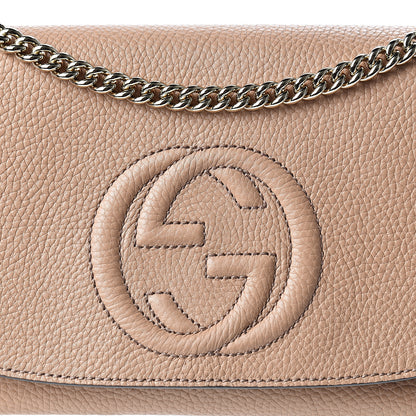 Gucci Pebbled Calfskin Medium Soho Flap Crossbody Camelia 7 of 9