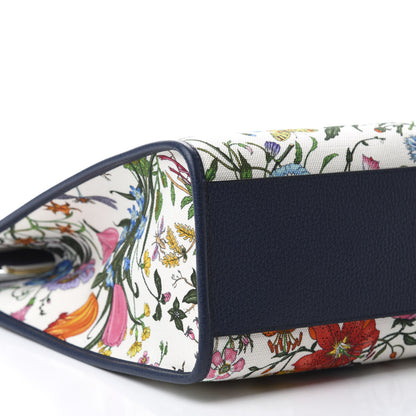 Gucci Canvas Large Flora Tote Navy Multicolor 6 of 10
