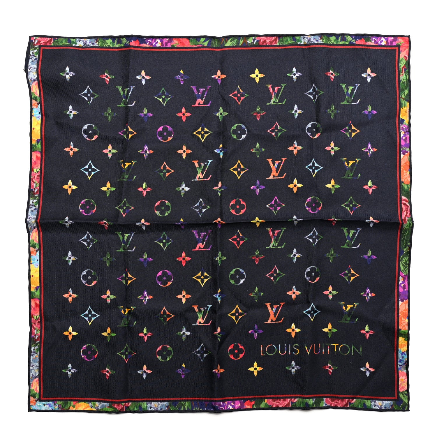 Louis Vuitton Silk Monogram Printed LV Garden Square Scarf Bleu Marine 1 of 4