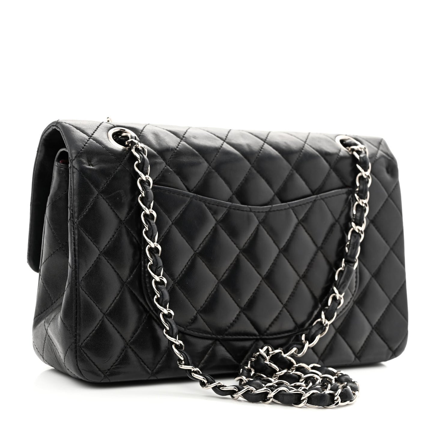 Lambskin Quilted Medium Double Flap Black