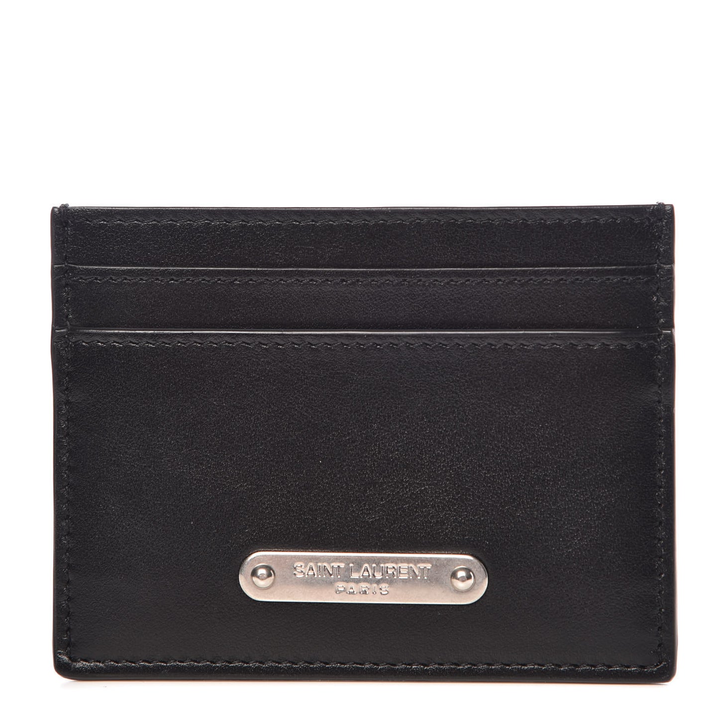 Calfskin Plate Card Case Black