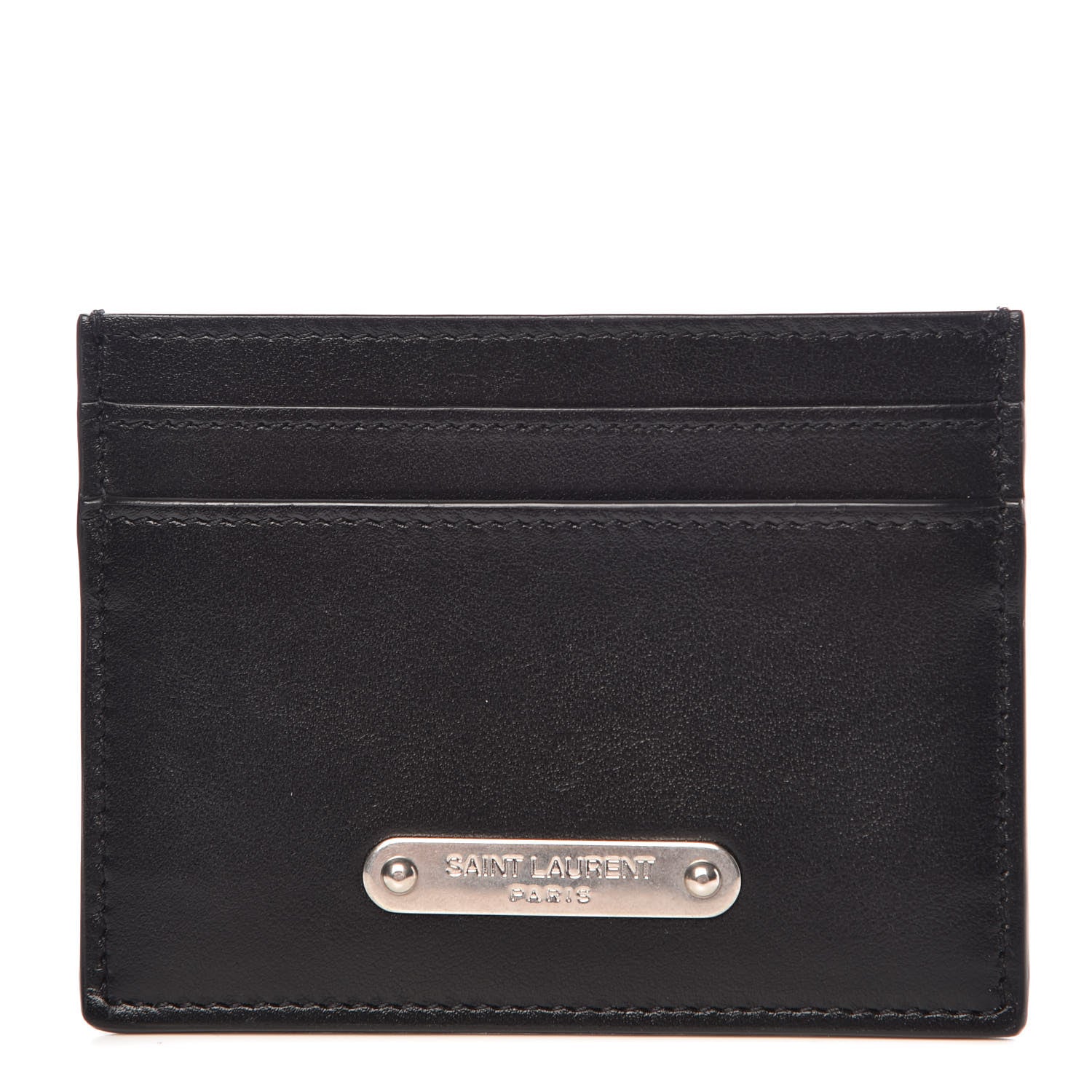 Saint Laurent Calfskin Plate Card Case Black 1 of 7