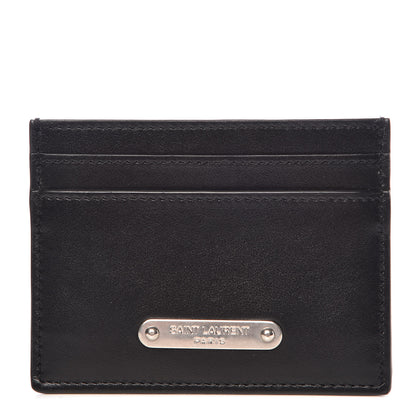 Saint Laurent Calfskin Plate Card Case Black 1 of 7