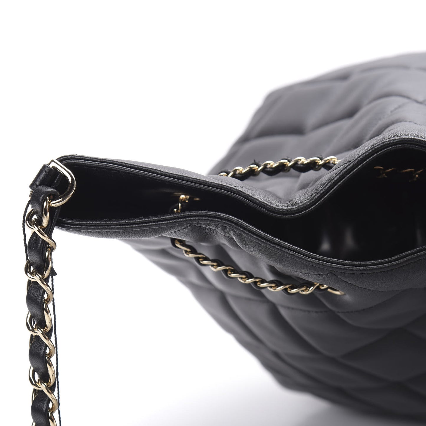 Lambskin Quilted CC Dweller Drawstring Tote Black