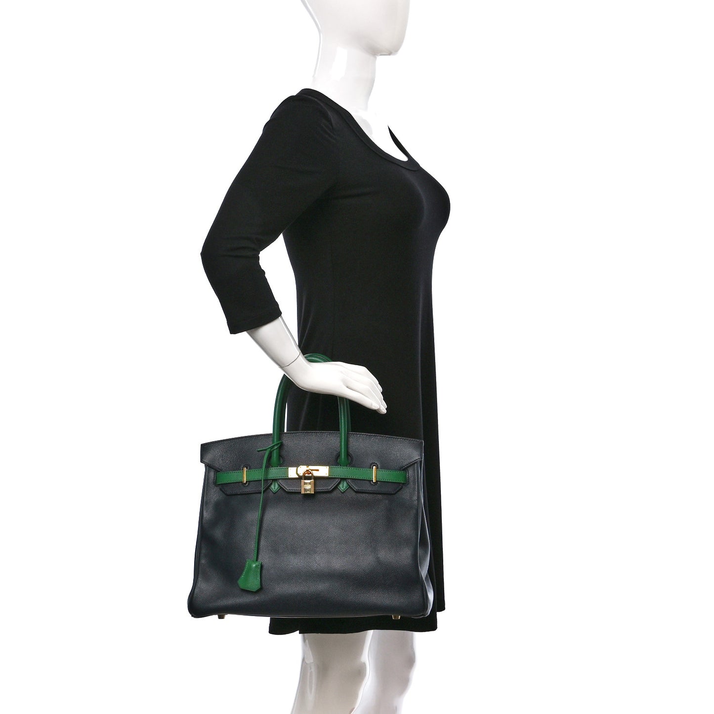 Courchevel Bi Color Birkin 35 Bleu Indigo Vert Clair