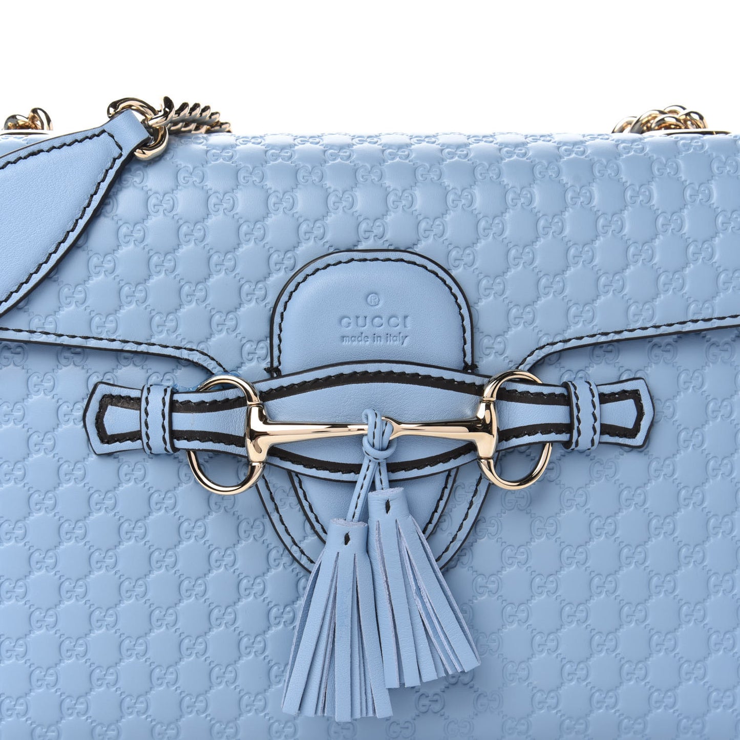 Microguccissima Medium Emily Chain Shoulder Bag Mineral Blue