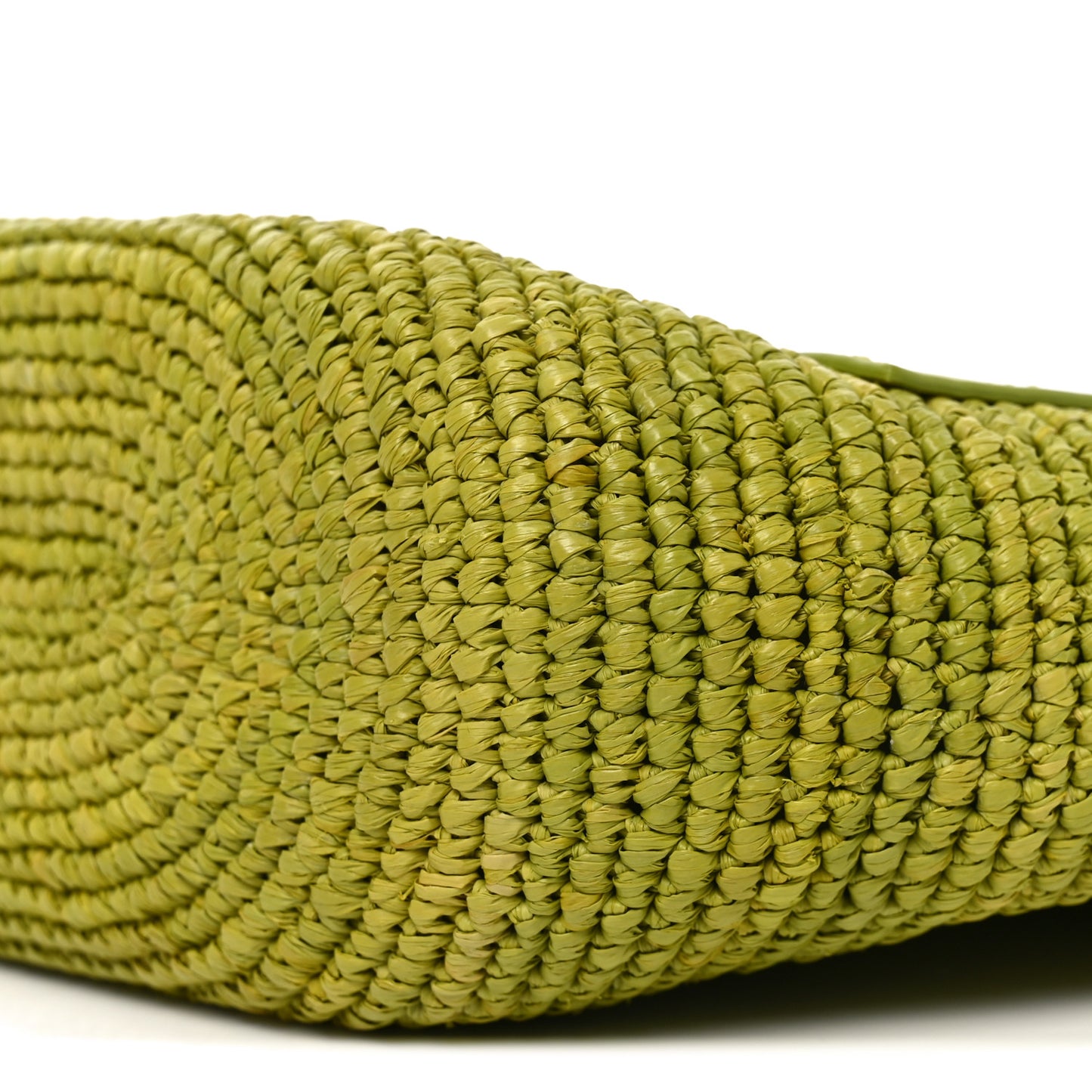 Raffia Calfskin Slit Pochette Bag Green