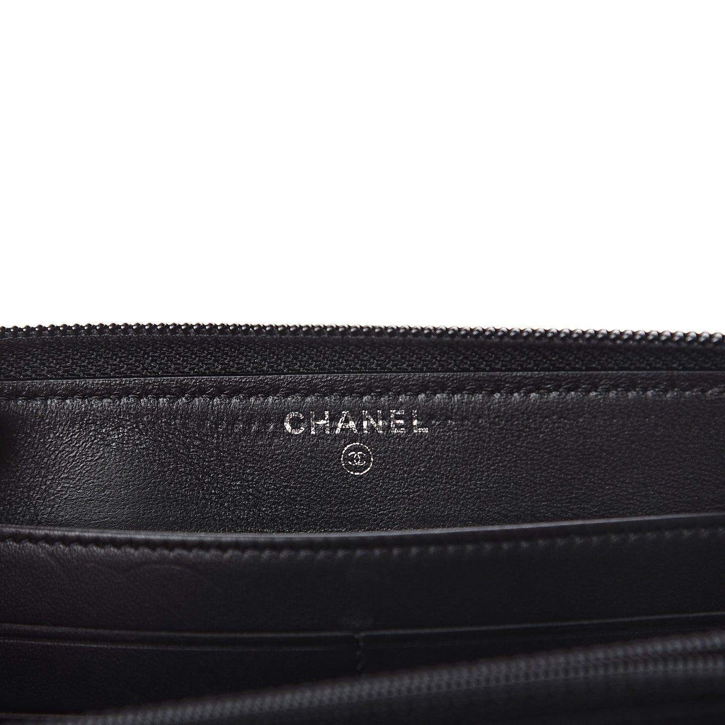 Lambskin Quilted Small Boy Zip Around Wallet Black