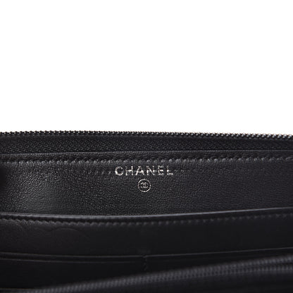 Chanel Lambskin Quilted Small Boy Zip Around Wallet Black 5 of 7
